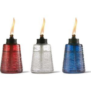 Molded Glass, Decorative Table Top Torch for Outdoor Lawn, Patio, and Garden